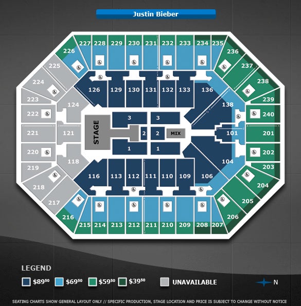 Justin Bieber Seating Chart