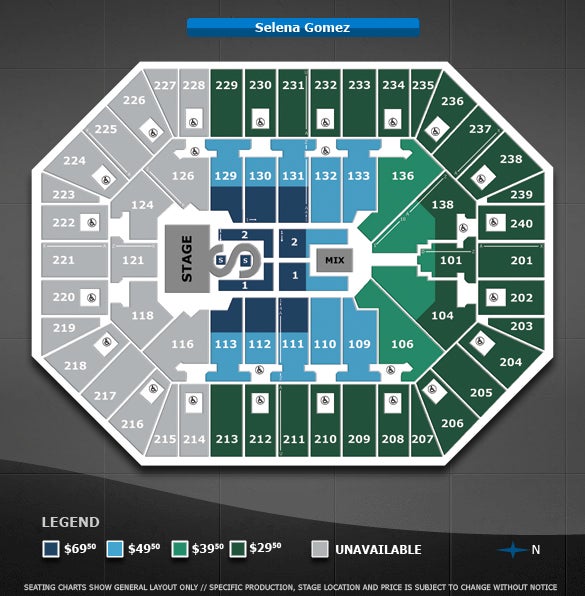 Selena Gomez Seating Chart